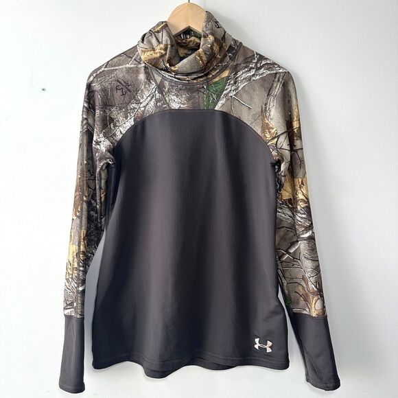 Under Armour Women’s Camo ColdGear Turtleneck Long Sleeve Fitted Medium - Picture 2 of 11